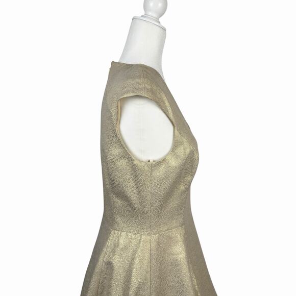 HALSTON Heritage Silk Gold Metallic Evening Gown Dress 6 Special Event Wedding - Picture 11 of 16